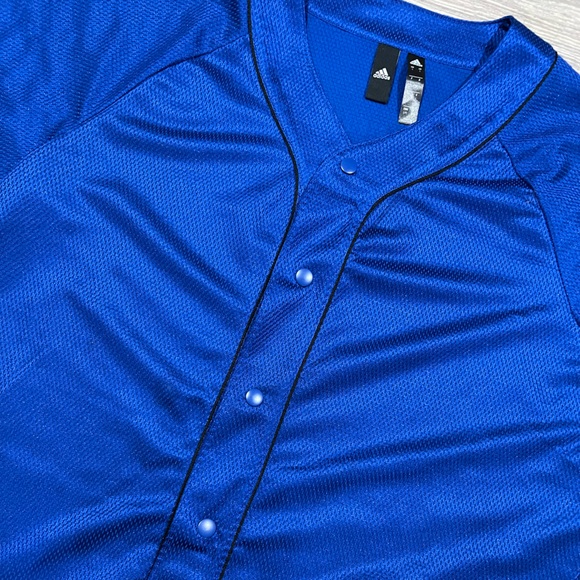 5/$7 💰 Adidas Athletic Baseball Jersey Mesh Button Shirt Royal Blue - Picture 8 of 16